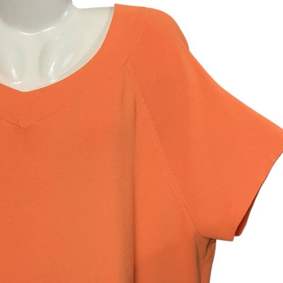 Talbots Women's Orange V-Neck Front and Back Short Sleeve Sweater | Size 3X - Picture 3 of 7